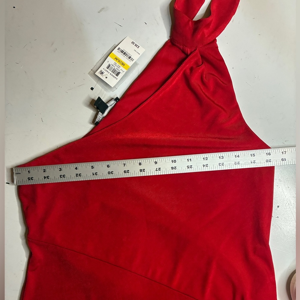 I.N.C. One-Shoulder Choker Top, Created for Macy's, Cherry Red, Size Medium - Picture 9 of 9